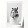 Cute Squirrel Bathroom Wall Art - Fun Black and White Bathroom Decor