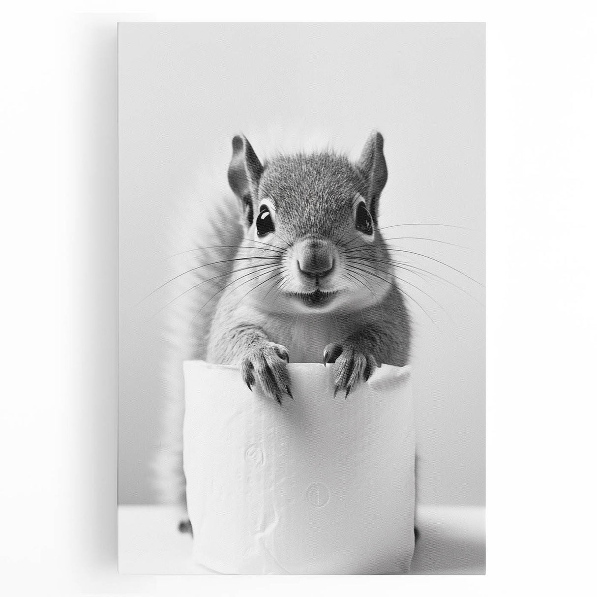 Cute Squirrel Bathroom Wall Art - Fun Black and White Bathroom Decor