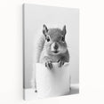 Cute Squirrel Bathroom Wall Art - Fun Black and White Bathroom Decor