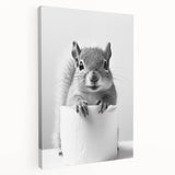 Cute Squirrel Bathroom Wall Art - Fun Black and White Bathroom Decor