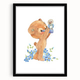 Curious Bear Nursery Wall Art - Framed Kids Room Decor