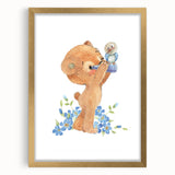 Curious Bear Nursery Wall Art - Framed Kids Room Decor