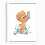 Curious Bear Nursery Wall Art - Framed Kids Room Decor