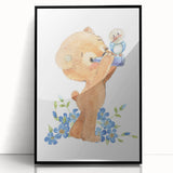 Curious Bear Nursery Wall Art - Framed Kids Room Decor