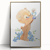 Curious Bear Nursery Wall Art - Framed Kids Room Decor
