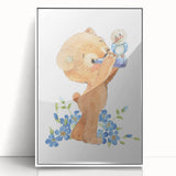 Curious Bear Nursery Wall Art - Framed Kids Room Decor