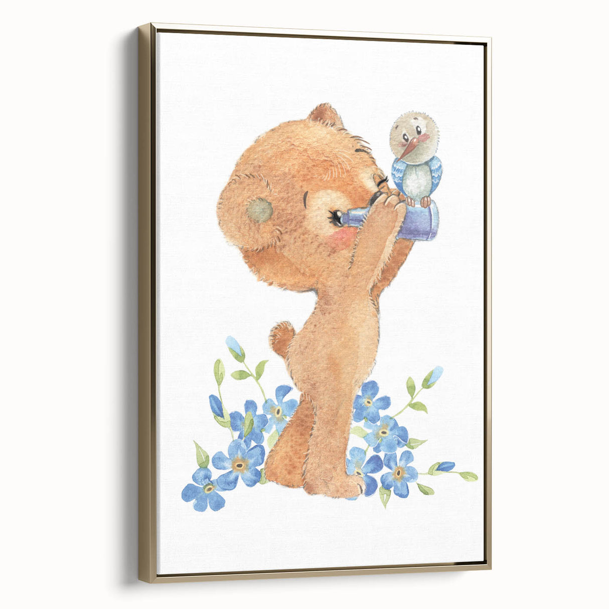 Curious Bear Nursery Wall Art - Framed Kids Room Decor