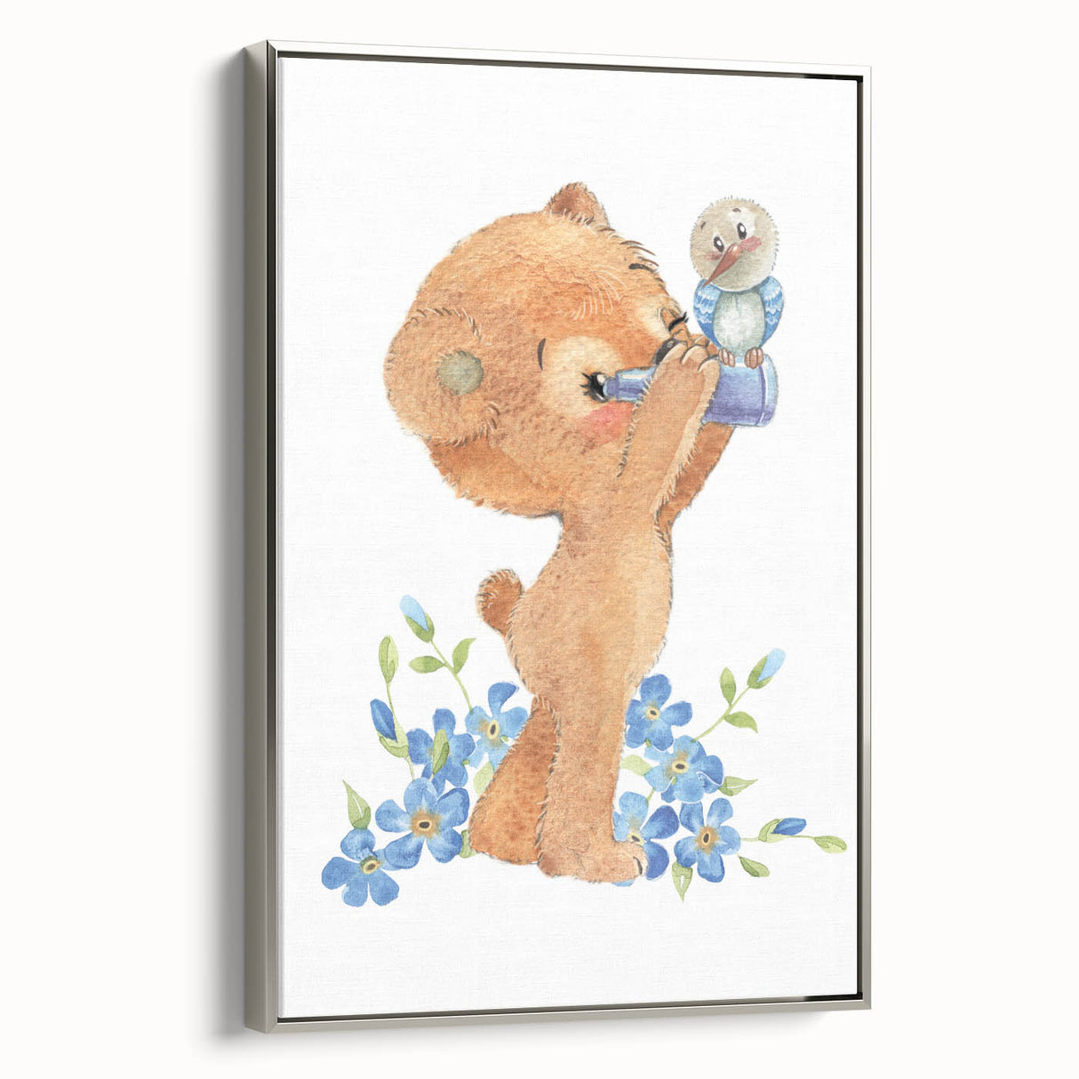 Curious Bear Nursery Wall Art - Framed Kids Room Decor