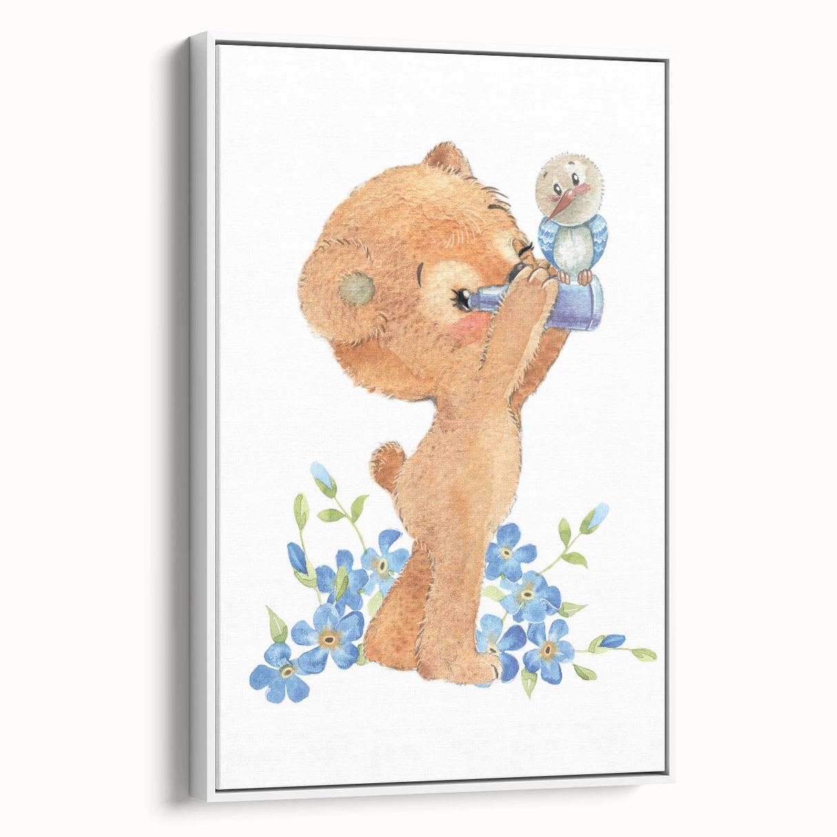 Curious Bear Nursery Wall Art - Framed Kids Room Decor