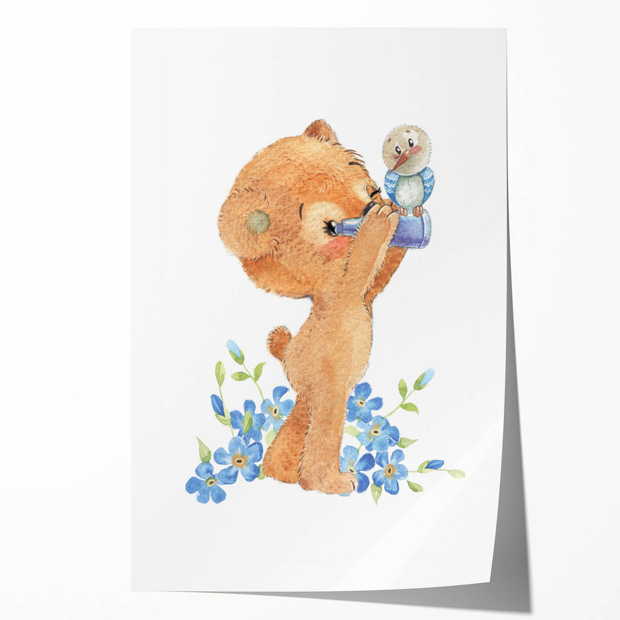Curious Bear Nursery Wall Art - Framed Kids Room Decor