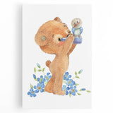 Curious Bear Nursery Wall Art - Framed Kids Room Decor