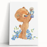 Curious Bear Nursery Wall Art - Framed Kids Room Decor