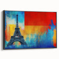 Black and white vintage poster art of Paris landscape on framed canvas, ideal for bedroom wall decor.