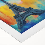 Art deco poster of Paris scenery in muted earth tones on rolled canvas, suitable for dining room wall art.