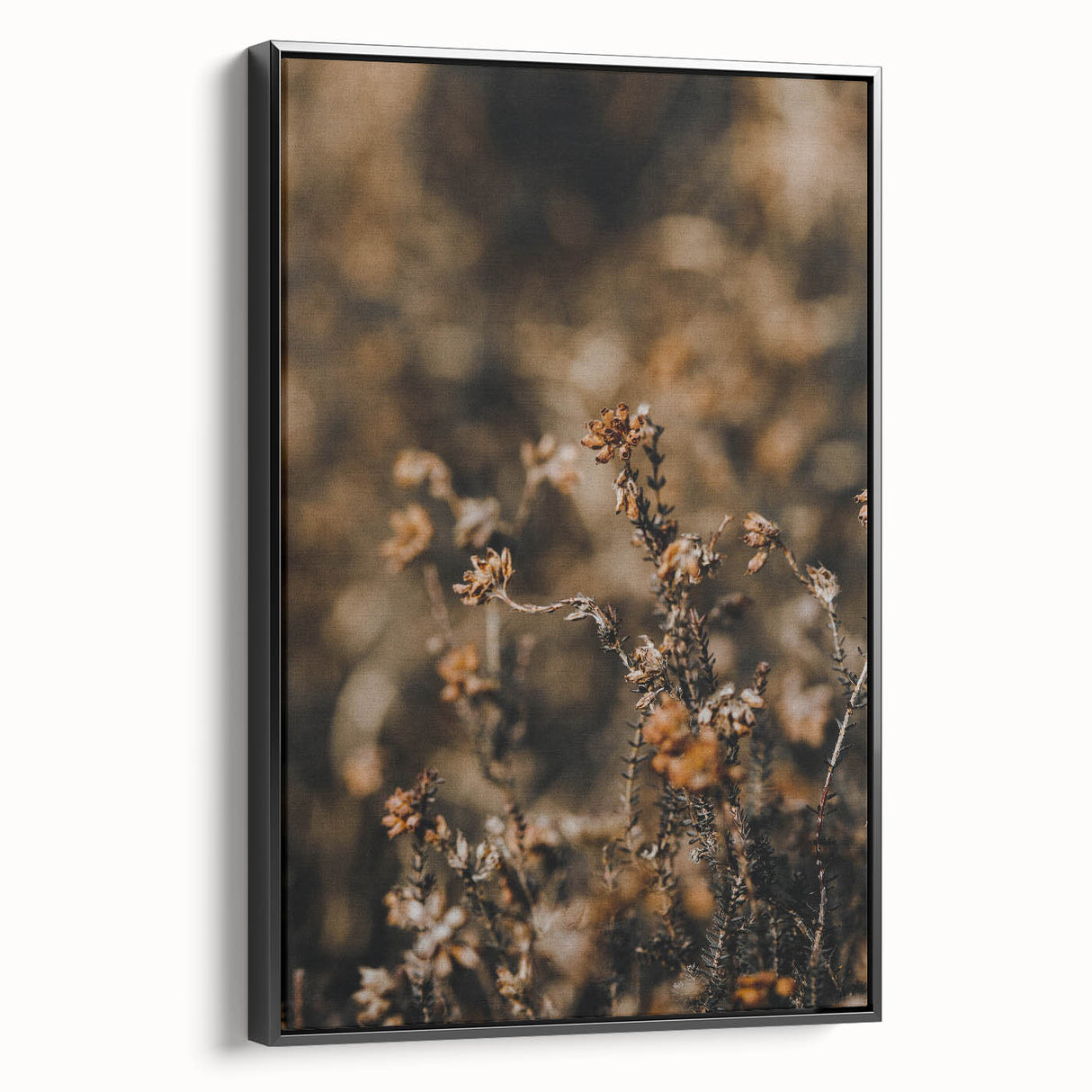Black and white framed canvas featuring a vintage landscape painting of autumn trees, ideal for bedroom decor.