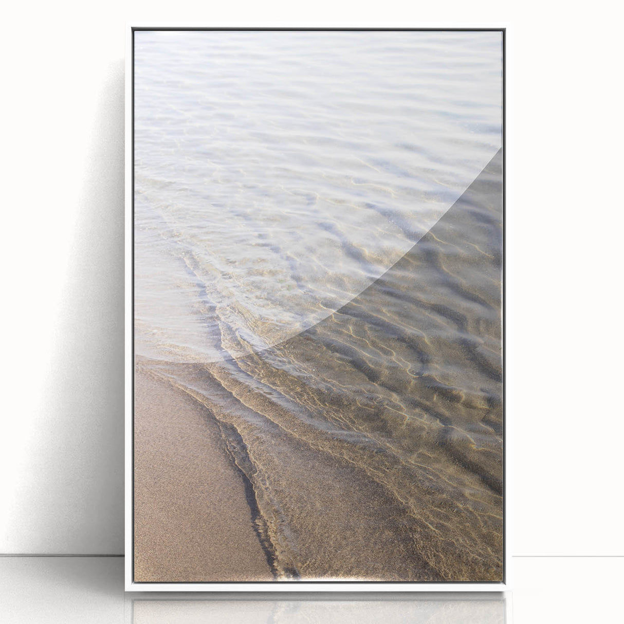 Art deco poster featuring a summer theme in soft pastel shades, framed in white acrylic, ideal for nursery wall art.