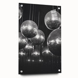 Winter-themed large abstract wall art in muted gray and blue tones on acrylic glass.