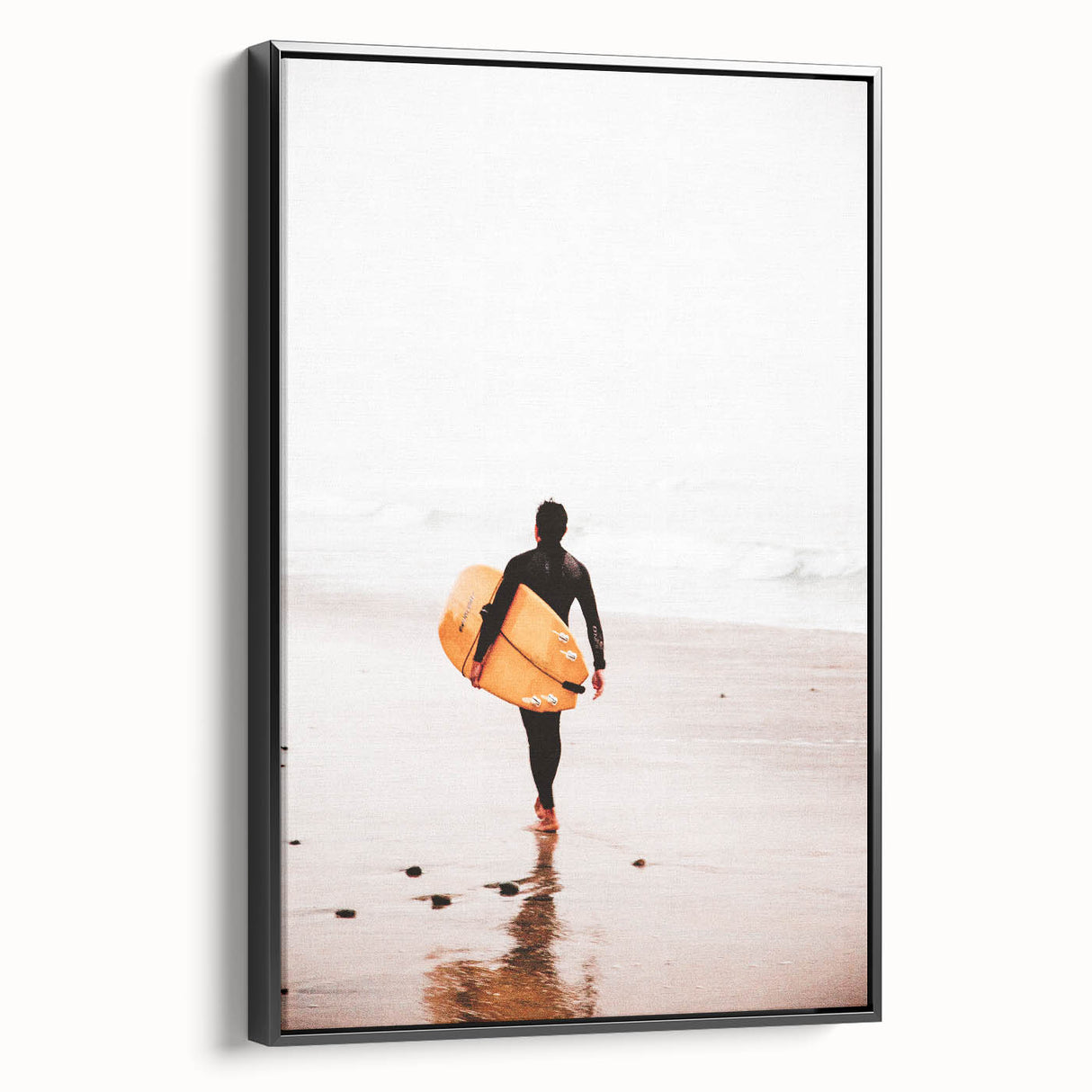 Black and white landscape art painting on framed canvas, featuring a vintage-style pastoral scene, ideal for bedroom decor.