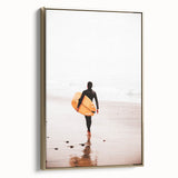 Framed canvas depicting a vintage landscape with soft gold and black hues, suitable for bedroom wall art.