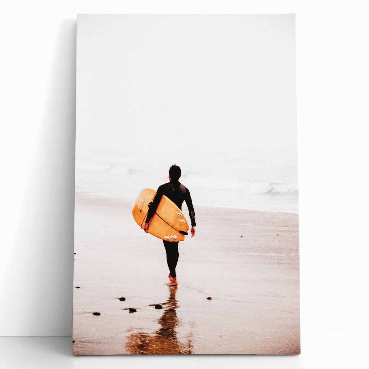 Large black and white abstract design on a stretched canvas, ideal for kitchen wall art or bedroom ambiance.