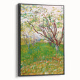 Black and white framed canvas of a vintage-style landscape painting, ideal for bedroom wall decor.
