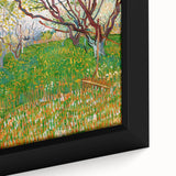Close-up of a framed canvas featuring a textured, colorful interpretation of Van Gogh's style, ideal for living room decor.