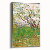 Framed canvas of a Van Gogh landscape painting with vibrant colors, ideal for adding a vintage touch to any room.