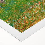 Art deco poster featuring a stylized cityscape in muted gold and navy tones on rolled canvas, suitable for dining room decor.