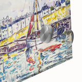 Modern Wall Art: Vibrant Waterfront Scene with Boats and Architecture