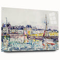 Modern Wall Art: Vibrant Waterfront Scene with Boats and Architecture