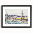 Modern Wall Art: Vibrant Waterfront Scene with Boats and Architecture
