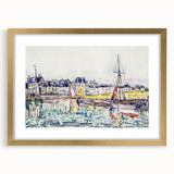 Modern Wall Art: Vibrant Waterfront Scene with Boats and Architecture