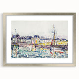 Modern Wall Art: Vibrant Waterfront Scene with Boats and Architecture