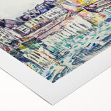 Modern Wall Art: Vibrant Waterfront Scene with Boats and Architecture