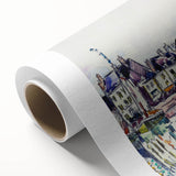 Modern Wall Art: Vibrant Waterfront Scene with Boats and Architecture