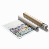 Modern Wall Art: Vibrant Waterfront Scene with Boats and Architecture