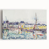 Modern Wall Art: Vibrant Waterfront Scene with Boats and Architecture