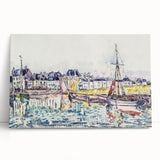 Modern Wall Art: Vibrant Waterfront Scene with Boats and Architecture