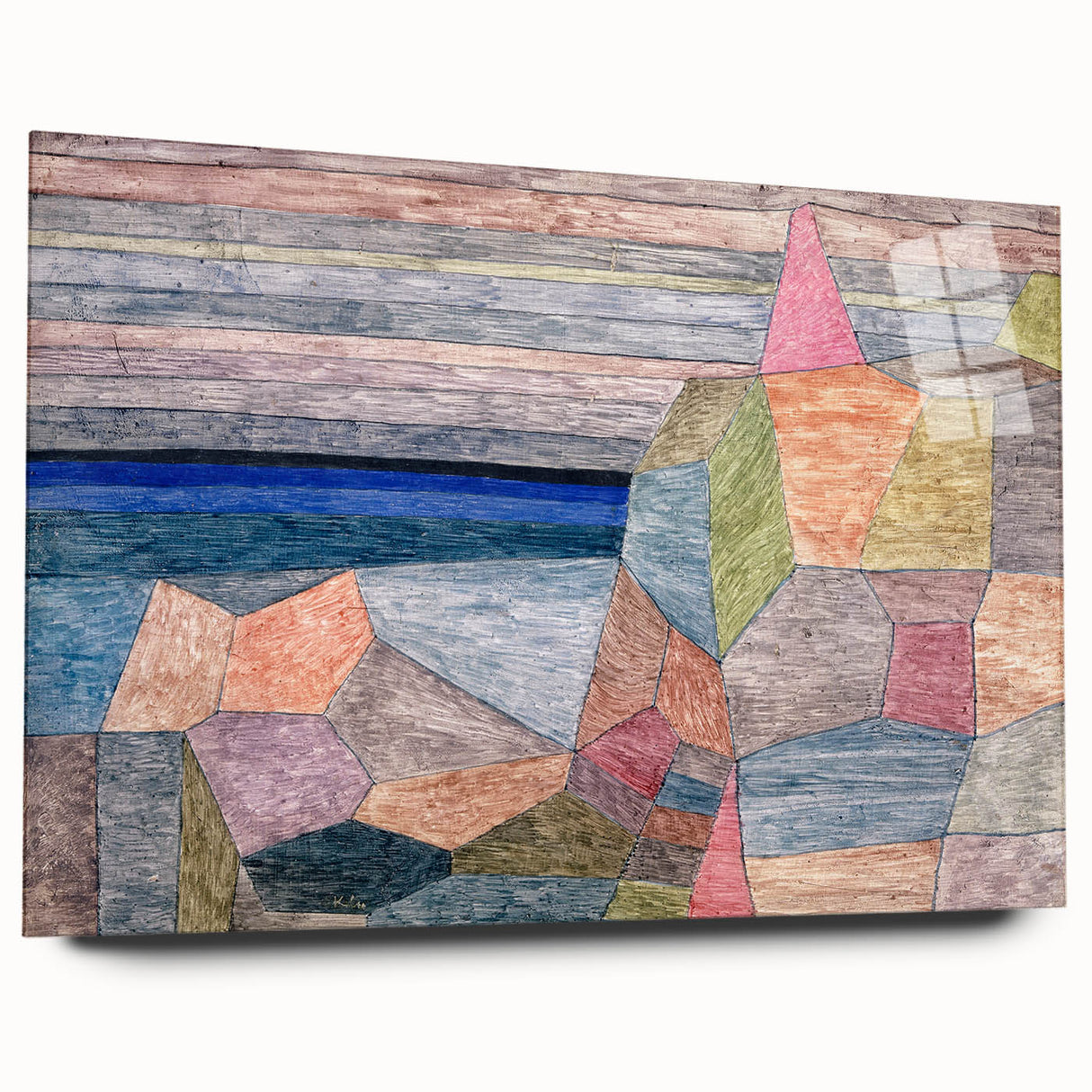 Modern Wall Art: Abstract Geometric Landscape in Pastel Tones