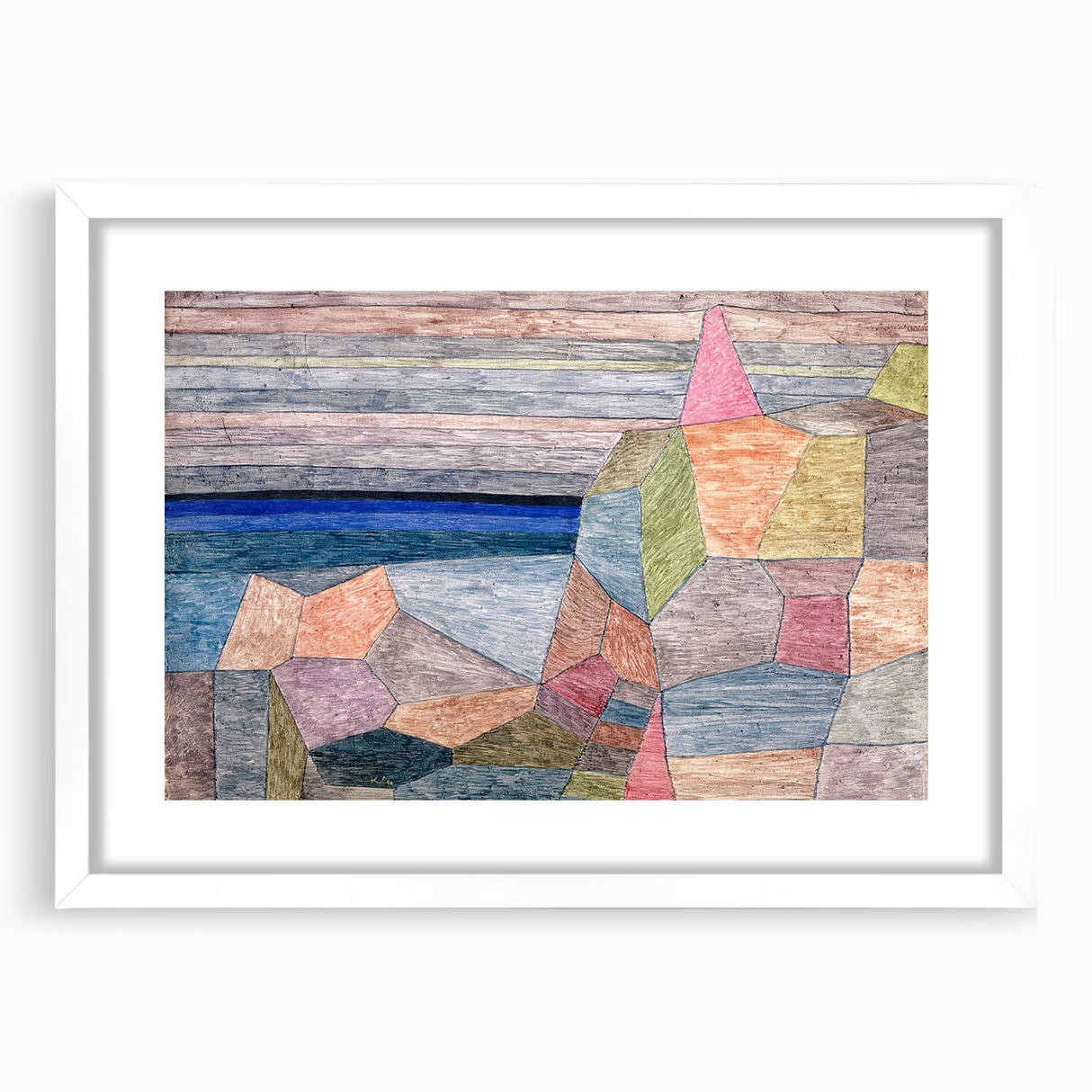 Modern Wall Art: Abstract Geometric Landscape in Pastel Tones