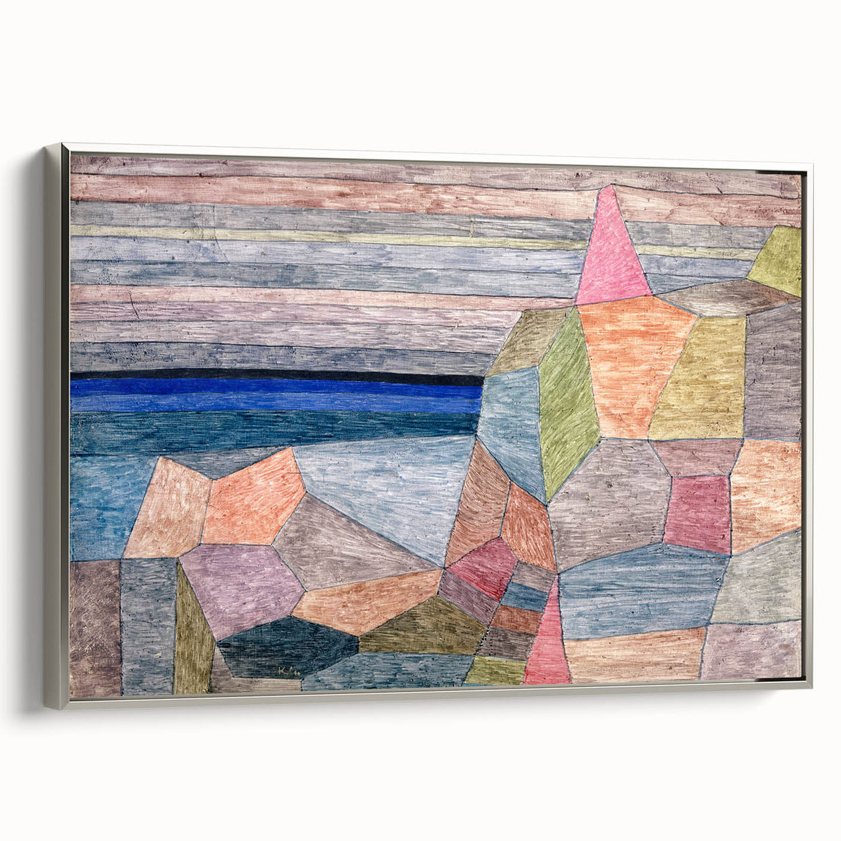Modern Wall Art: Abstract Geometric Landscape in Pastel Tones