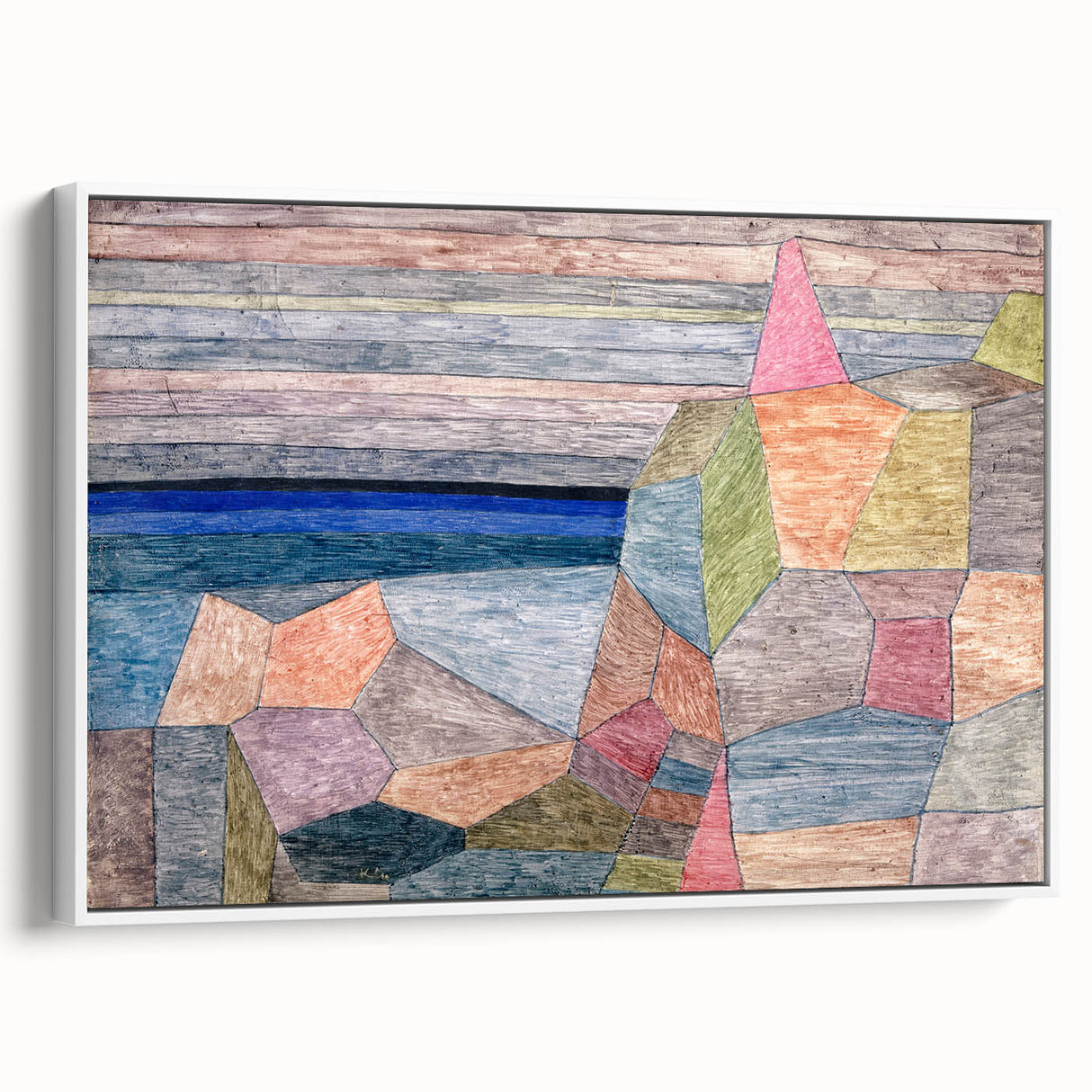 Modern Wall Art: Abstract Geometric Landscape in Pastel Tones