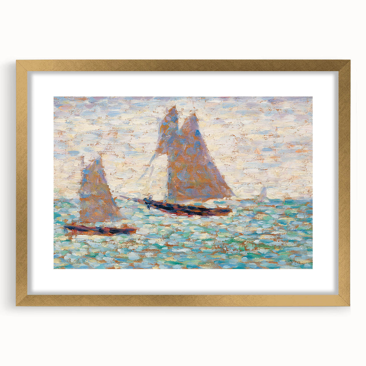 Impressionist Seascape Art – Two Sailboats at Grandcamp by Seurat
