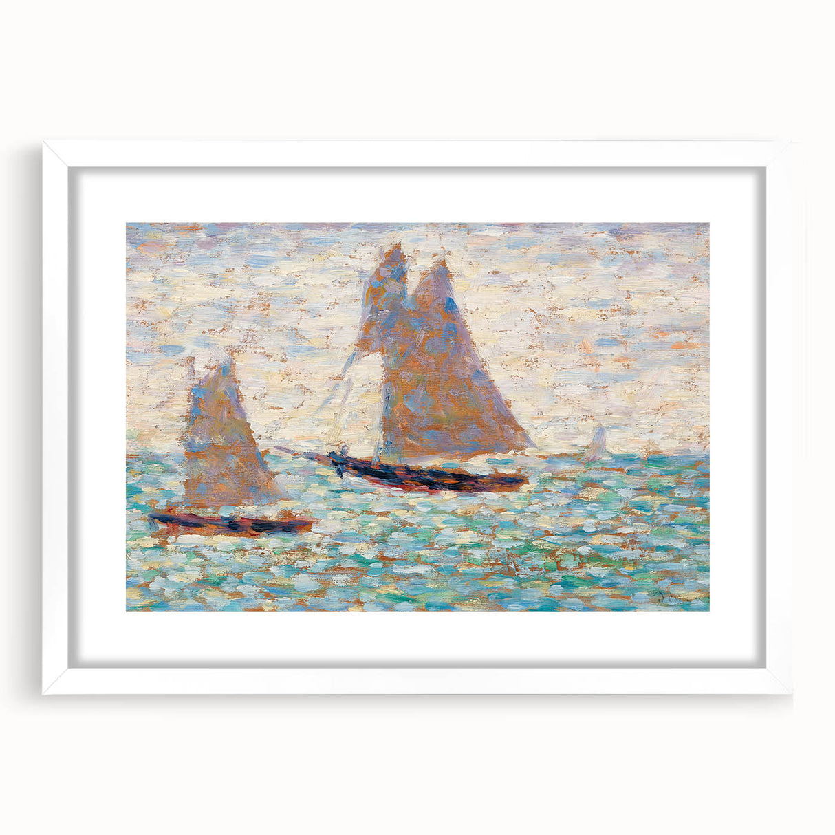 Impressionist Seascape Art – Two Sailboats at Grandcamp by Seurat