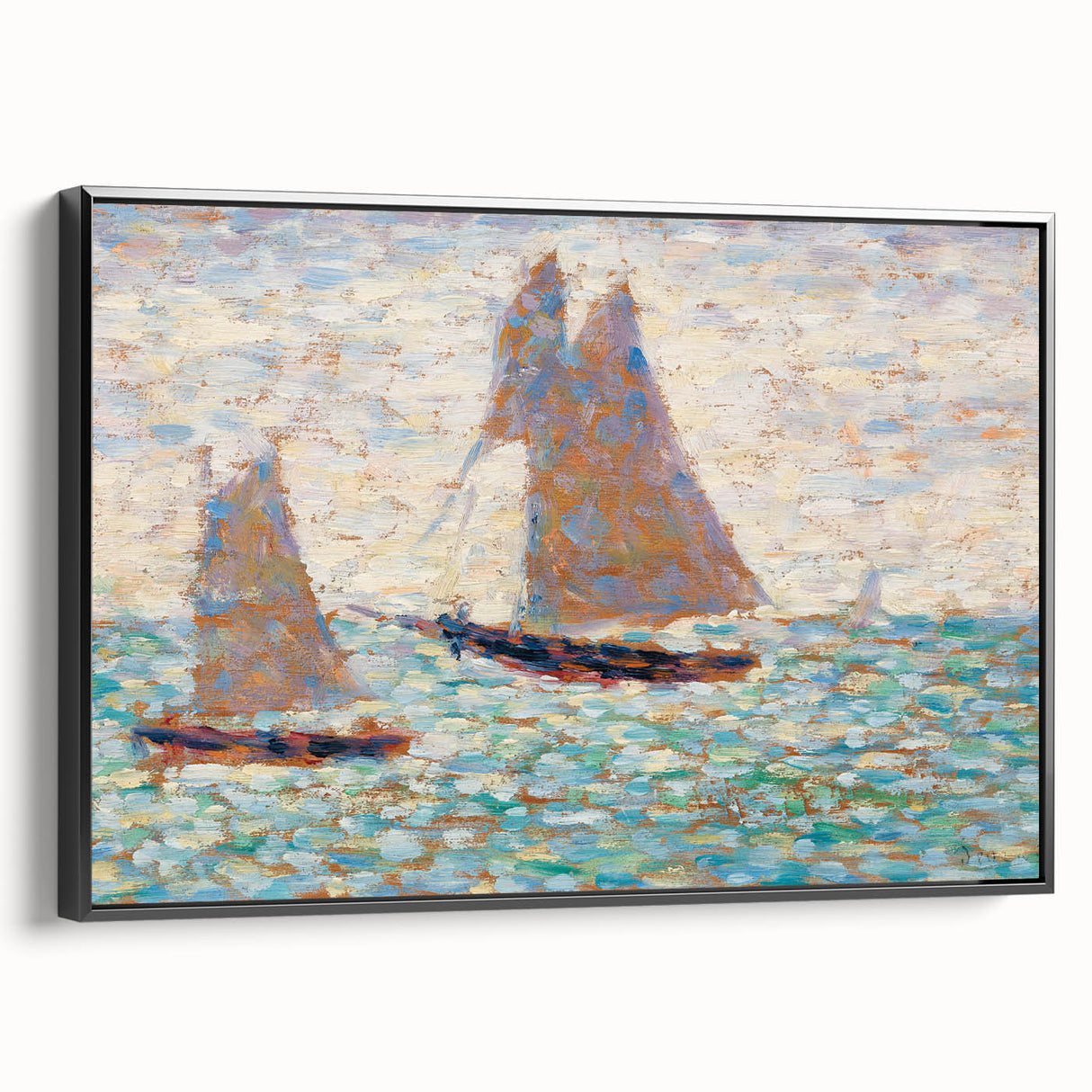 Impressionist Seascape Art – Two Sailboats at Grandcamp by Seurat