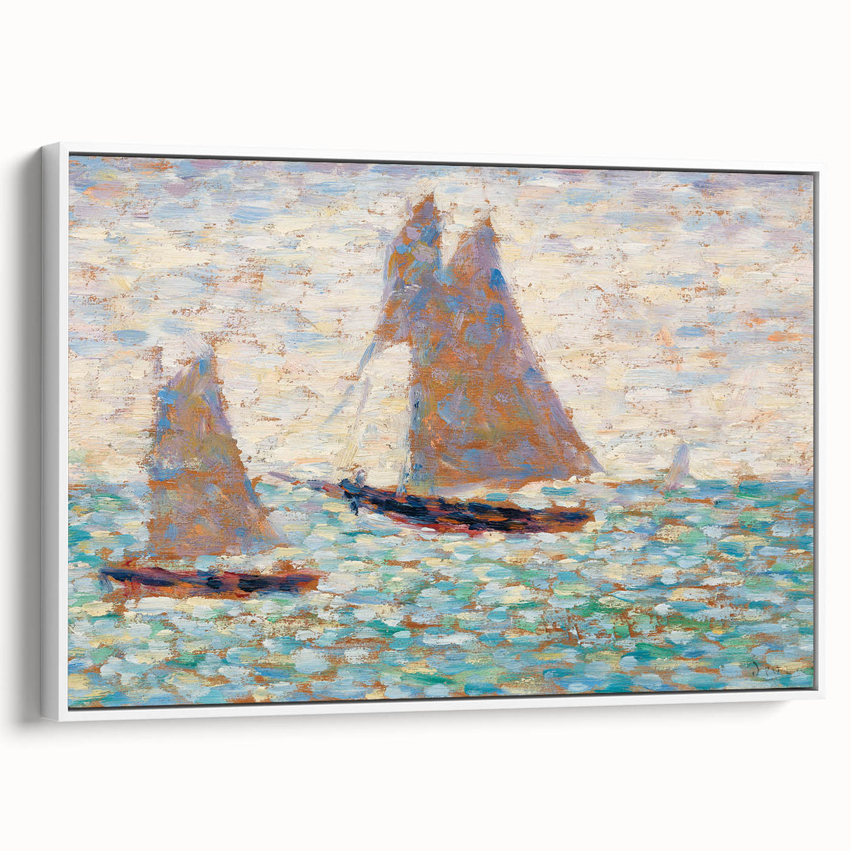 Impressionist Seascape Art – Two Sailboats at Grandcamp by Seurat