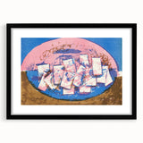 Modern Wall Art: Abstract Elliptical Design in Blue, Pink, and Brown