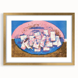 Modern Wall Art: Abstract Elliptical Design in Blue, Pink, and Brown