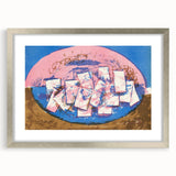 Modern Wall Art: Abstract Elliptical Design in Blue, Pink, and Brown