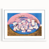 Modern Wall Art: Abstract Elliptical Design in Blue, Pink, and Brown